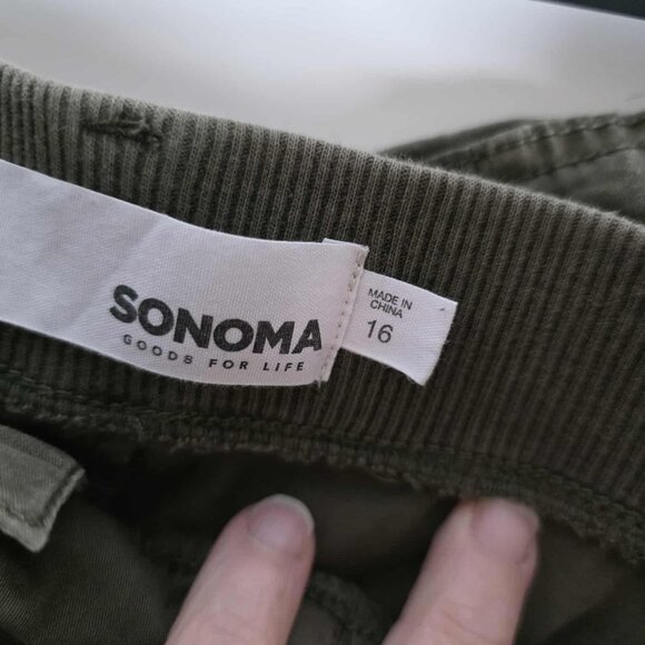 EUC Sonoma Olive Green Shorts with stretchy waist band - Picture 2 of 4